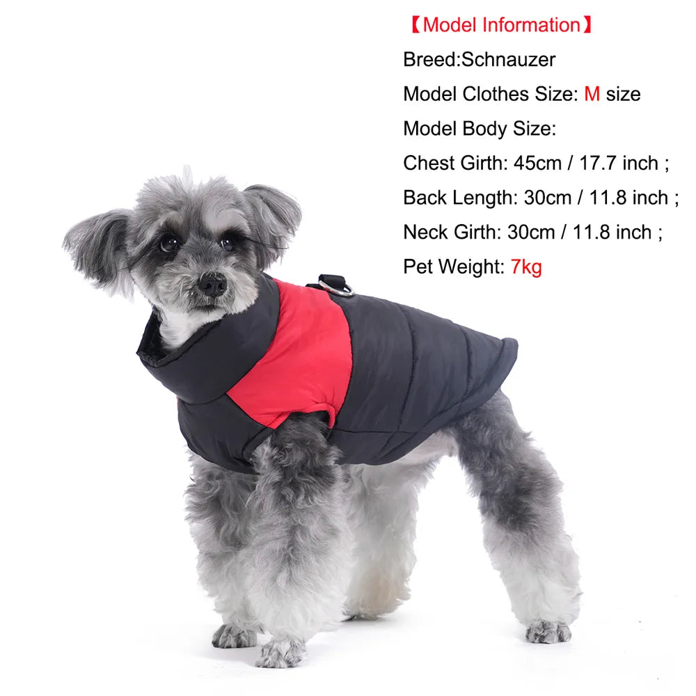 Winter Warm Fleece Dog Jacket For Small Large Dogs Cats Waterproof Pet Vest Jacket with D-ring Labrador French Bulldog Clothing