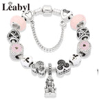 Pink Crystal Bead Charm Bracelet Colourful Enamel Handmade DIY Jewellery