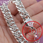 Square Solid Chain Bracelet 925 Sterling Silver Men Women Party Fashion Gift