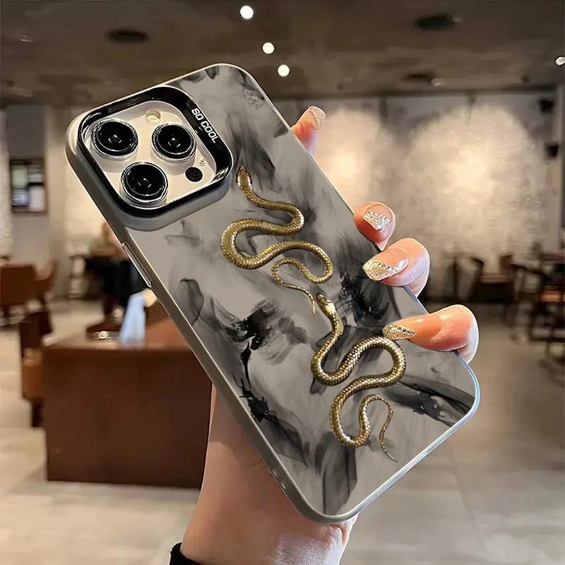 Golden Snake Silver Case for Xiaomi Mi 15 14 13 12 Pro Poco F6 X6