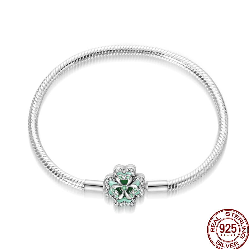 925 Silver 17-20CM Heart Pave Zirconia Original Bracelets Infinity Bracelet Fit DIY Charms Bead Birthday Jewelry Gifts Hot Sale