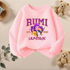 K-pop Girls Long Sleeve Pullovers Cartoon Print O-Neck Sport Sweatshirts
