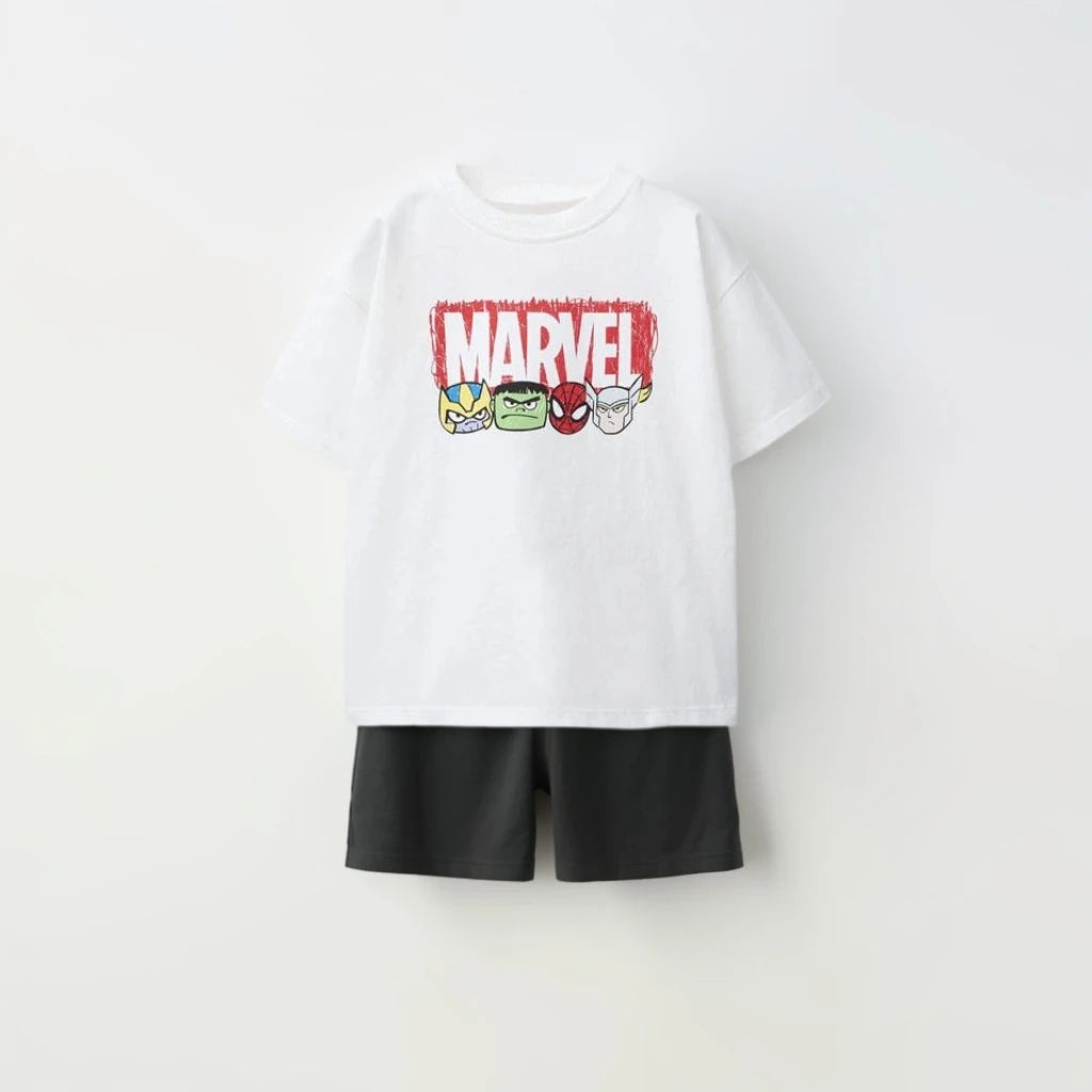 Spiderman Print Boys Short Sleeve Suit Summer Kids T-Shirt & Shorts 2pc Set