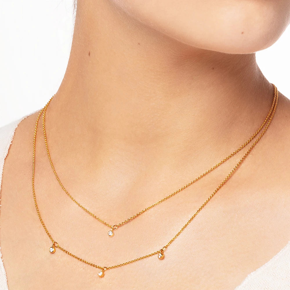 Double Chain Necklace Minimalist 925 Sterling Silver Bohemia Jewellery Gift