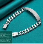 10mm Men's Geometric Chain Bracelet 925 Sterling Silver Noble Fashion Gift