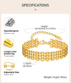 18k Gold Plated Mesh Link Bracelet for Women, Clavicle Chain Wrist Bracelet Polish Jewelry