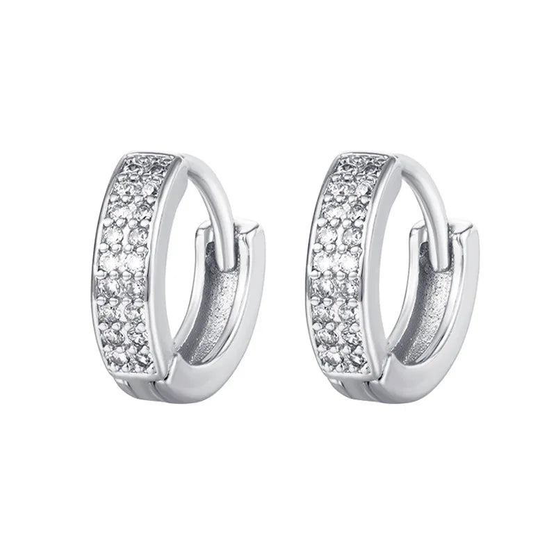 2PCS Stainless Steel CZ Zircon Small Hoop Earrings Men 6mm 8mm 10mm