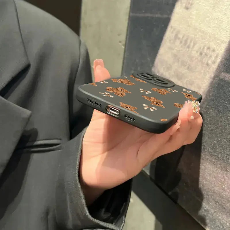 Cute Bow Bear Silicone Case for Xiaomi Mi 15 14T 13T Pro Poco F6 F5