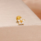 1PC Stainless Steel Star Moon Cartilage Piercing 18K Gold Plated