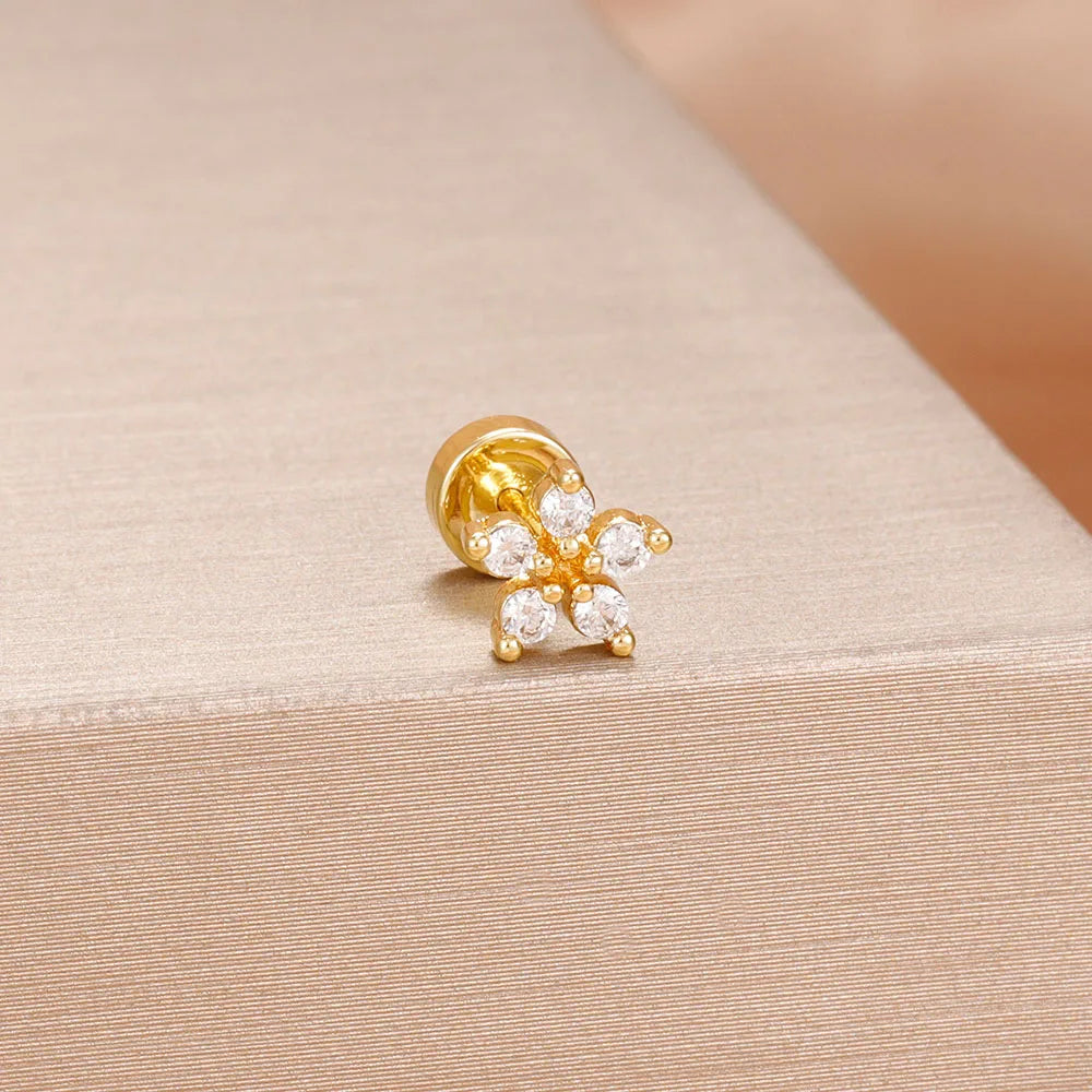 1PC Stainless Steel Star Moon Cartilage Piercing 18K Gold Plated