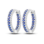 925 Sterling Silver Blue Zircon Starry Sky Hoop Earrings Trendy Jewellery