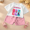 K-pop Girls Summer Casual T-Shirt and Shorts 2-Piece Fashion Outfit