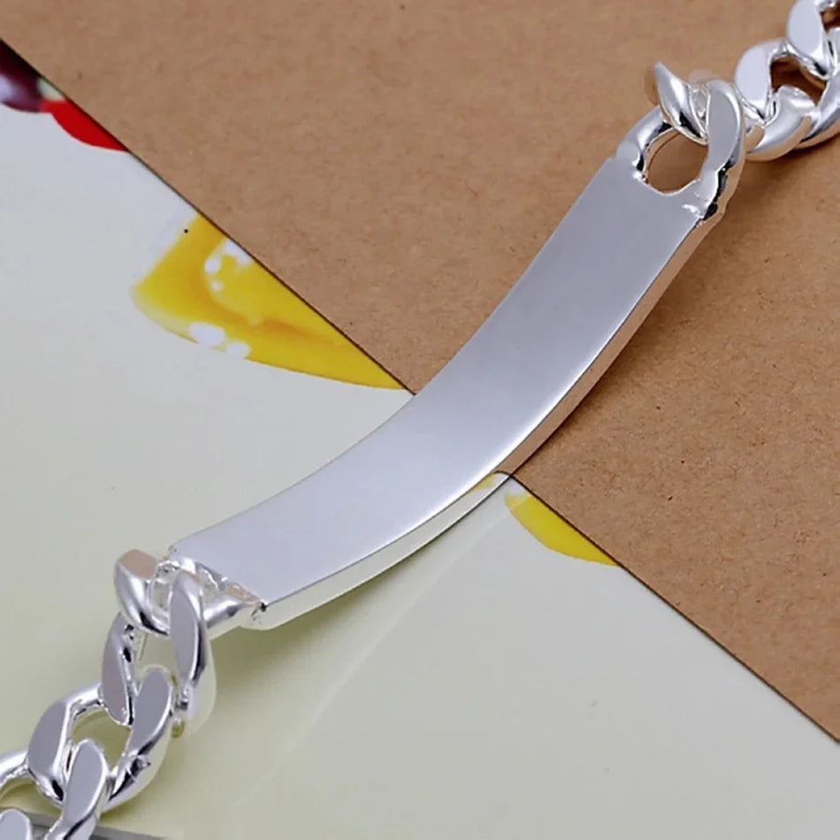 10mm Men's Geometric Chain Bracelet 925 Sterling Silver Noble Fashion Gift