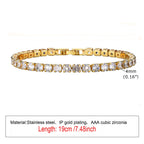 Charms Tennis Bracelet for Women, Cubic Zirconia Chain Bracelet Adjustable,Stainless Steel Miami Link CZ Bangle Gift