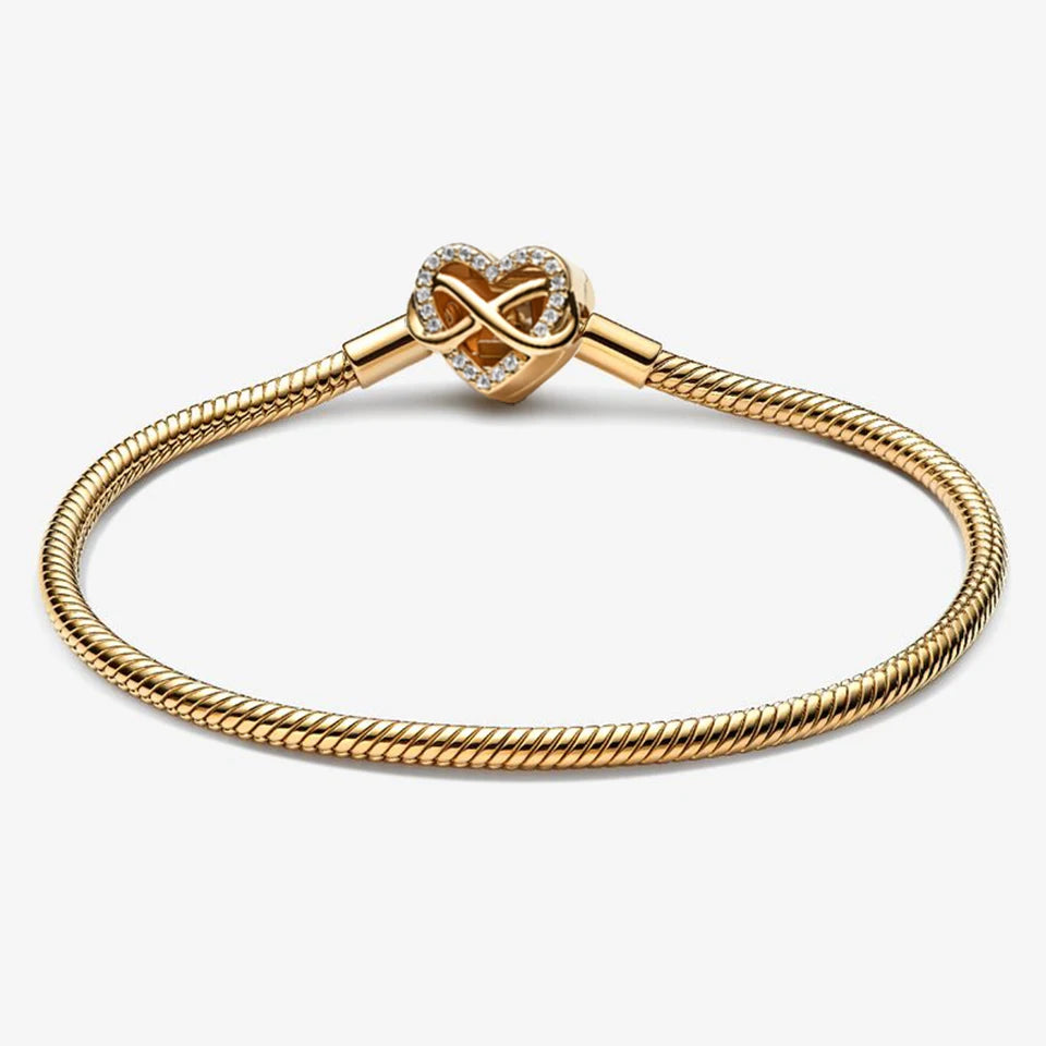 New 925 Silver Sparkling Heart to Heart Double Loop Leather Rope Weaving Bracelet Fashion DIY Charm Exquisite Jewelry Gift