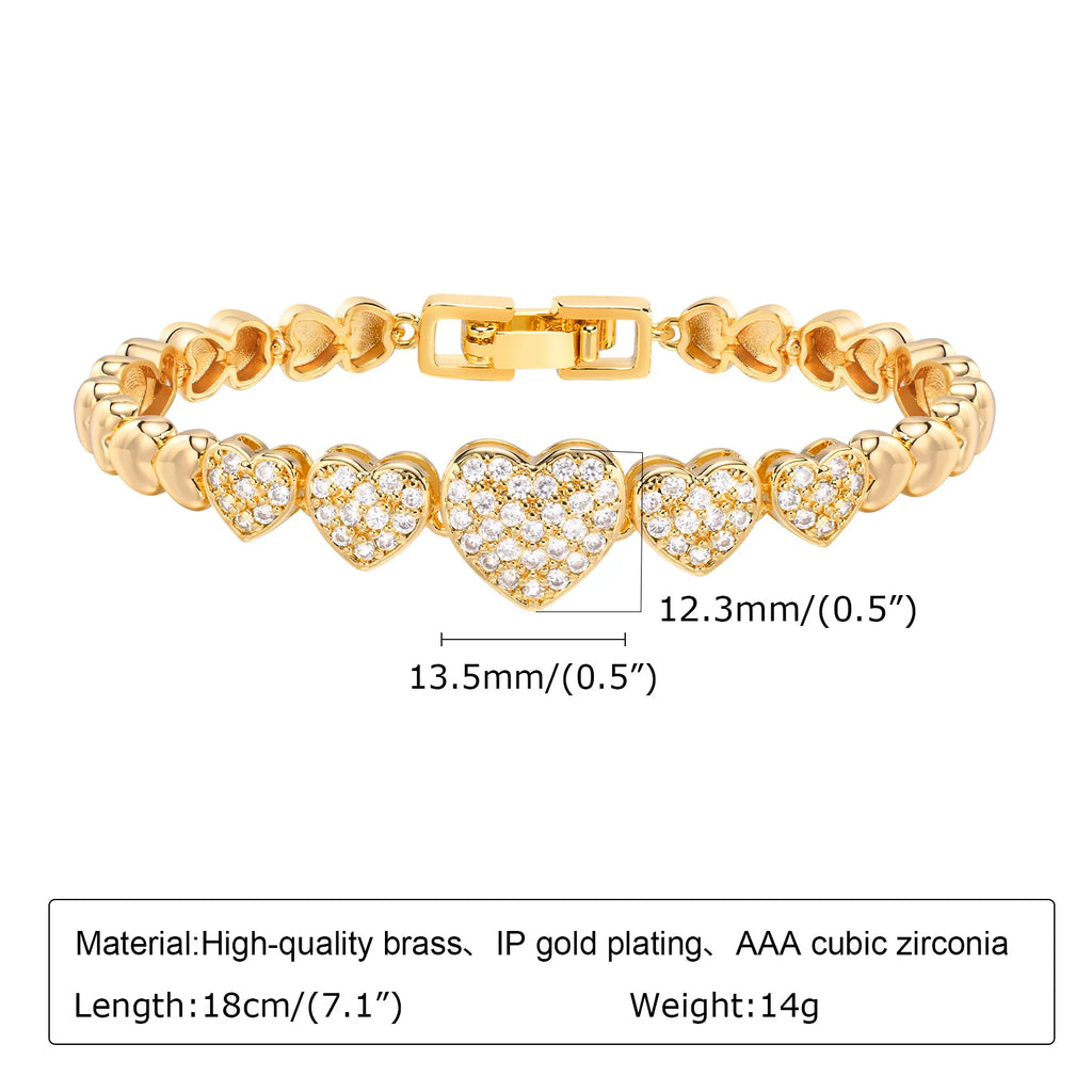 Pave Cubic Zirconia Chain Bracelet for Women, Simple Gold Plated Dainty Jewelry Gift