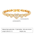 Pave Cubic Zirconia Chain Bracelet for Women, Simple Gold Plated Dainty Jewelry Gift