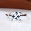 Delicate Purple Yellow Ice Flower Stone Square Rings For Women Silver Gold Color White Zircon Thin Wedding Bands Party Jewelry
