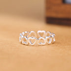925 Sterling Silver Heart Adjustable Ring Engagement Wedding Luxury Jewellery Accessory