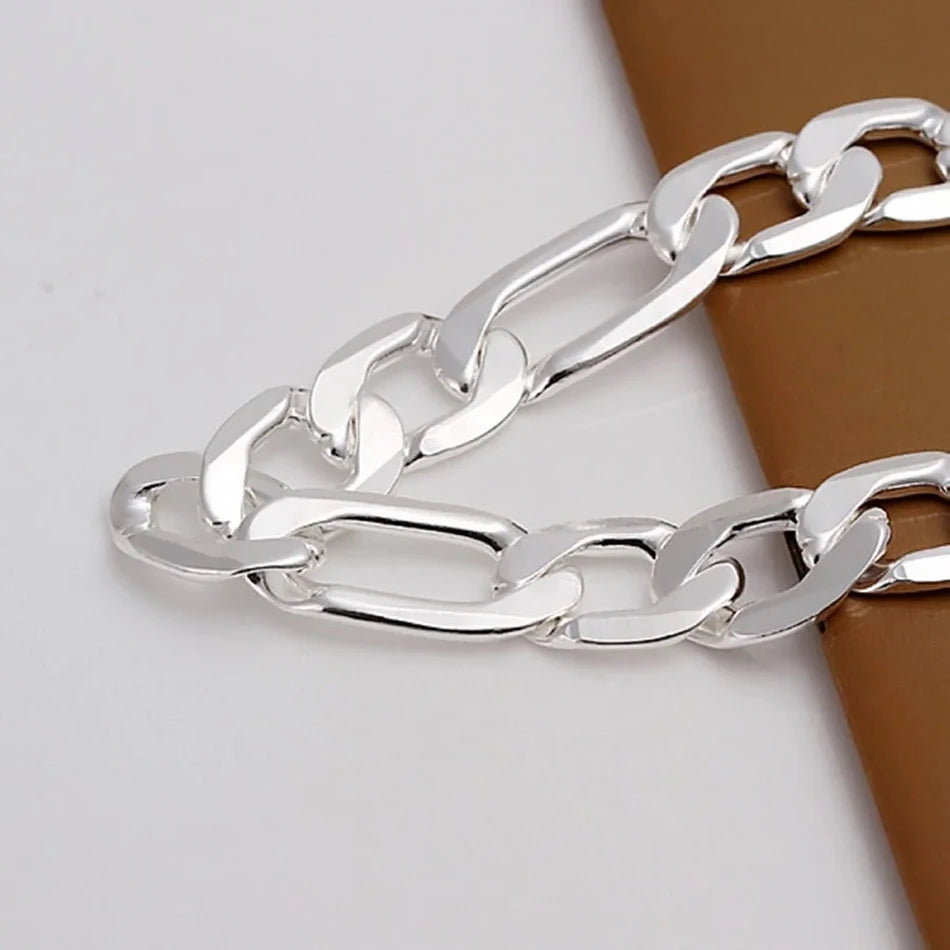 6/8/10/12mm Men Women Link Chain Bracelet 925 Sterling Silver Noble Jewellery