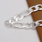 6/8/10/12mm Men Women Link Chain Bracelet 925 Sterling Silver Noble Jewellery