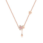 Original 925 Sterling Silver 18K Gold Heart Lock and Key Necklace Y-shaped Chain Necklace For Women Memorial Prayer Jewelry Gift
