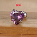 1PC Heart Stainless Steel Ear Studs Purple Crystal Stud 3-8mm