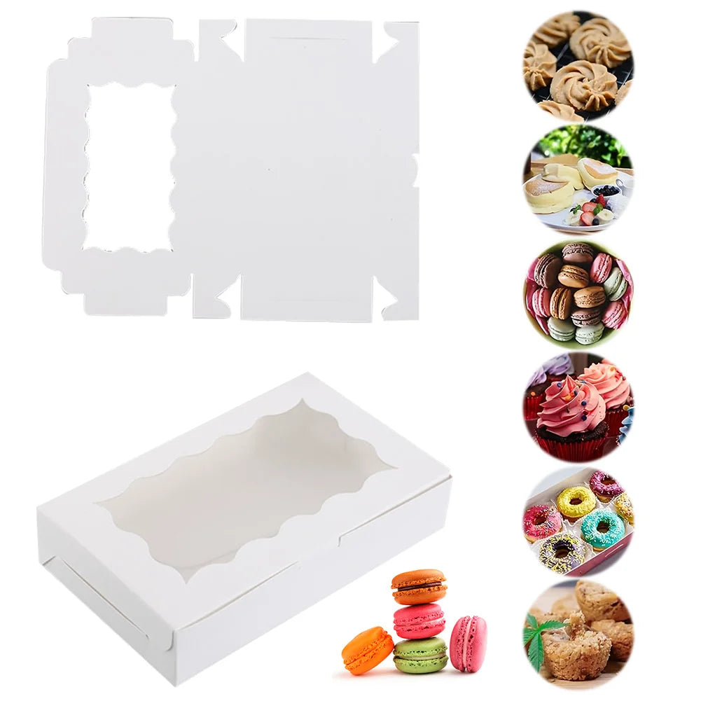 30 Pieces Kraft Bakery Box with Clear Window Cookie Box Bakery Candy Box for Pastry Biscuit Macaron Pie Candy Donuts