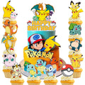 25pc Pokemon Cupcake Toppers & Large Happy Birthday Cake Topper - Ship from UK