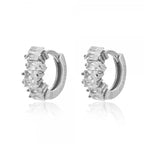 New Design Stainless Steel Zirconia Hoop Earrings Gold Colour Pendant