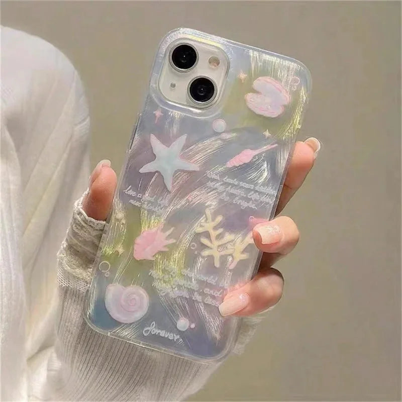 Shell Pattern Laser Case for Samsung A55 A54 A35 A16 S25 S24 S23 Ultra S22