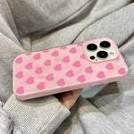 Pink Heart Texture Case for iPhone 17 16 15 14 13 12 11 Pro Max Plus Colour