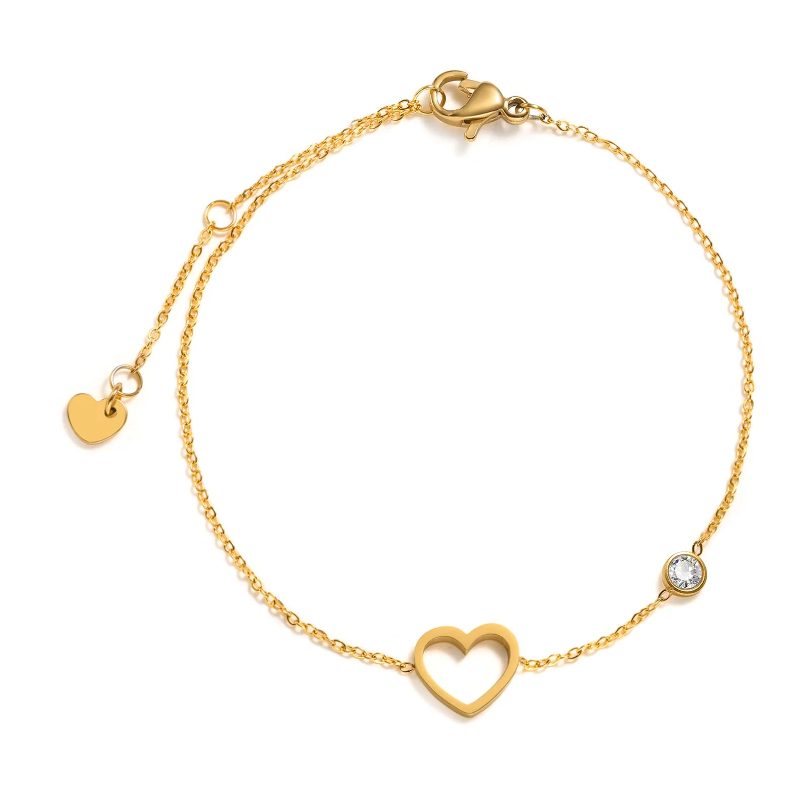 Birthstone Zirconia Thin Chain Link Cross Bracelet Stainless Steel Women's Adjustable Link Stacked Layered Chain Bracelets