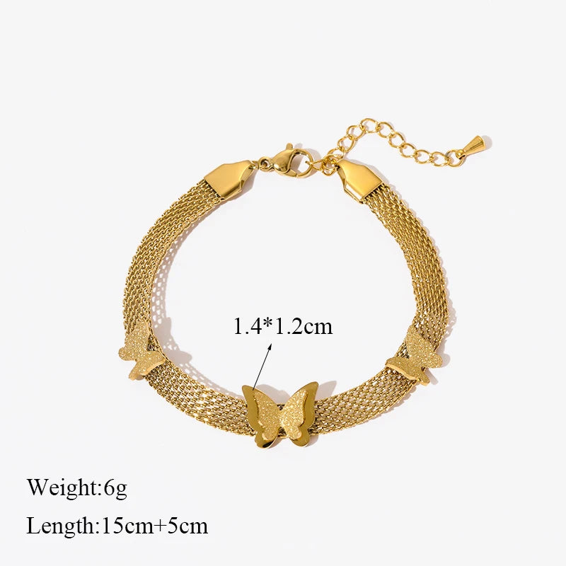 Gold Colour Multilayer Stainless Steel Charm Bracelet Men Women Bangle