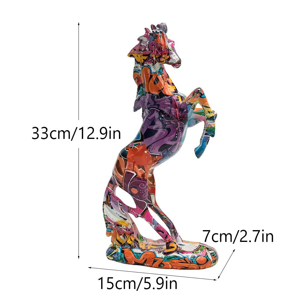 33cm High Horse Statue Graffiti Pop Art Modern Decor Living Room Office Bookcase