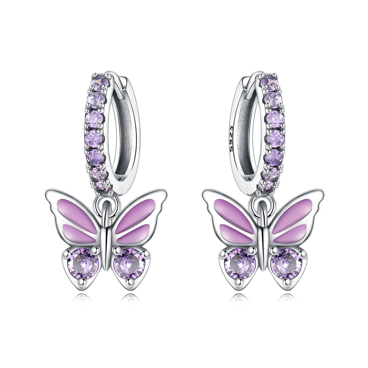 925 Sterling Silver Butterfly Fluttering Insect Drop Earrings Jewellery Gift
