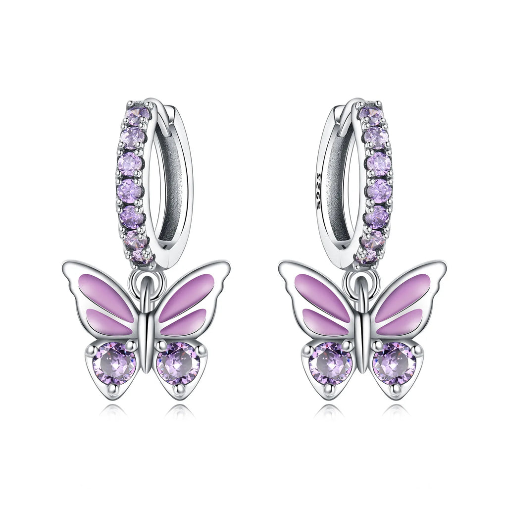 925 Sterling Silver Blue Iris Flower Drop Earrings Anniversary Jewellery Gift