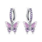 925 Sterling Silver Blue Iris Flower Drop Earrings Anniversary Jewellery Gift
