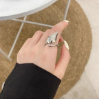 925 Sterling Silver Engagement Ring Couple Dating Adjustable Band Designer Jewellery