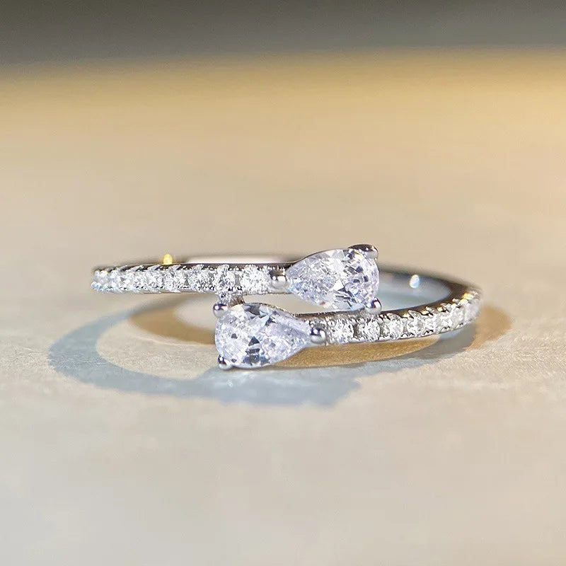 925 Sterling Silver Bright Zirconia Finger Ring Female Accessories for Engagement Ceremony Fashion Dainty Chic Wedding Jewelry
