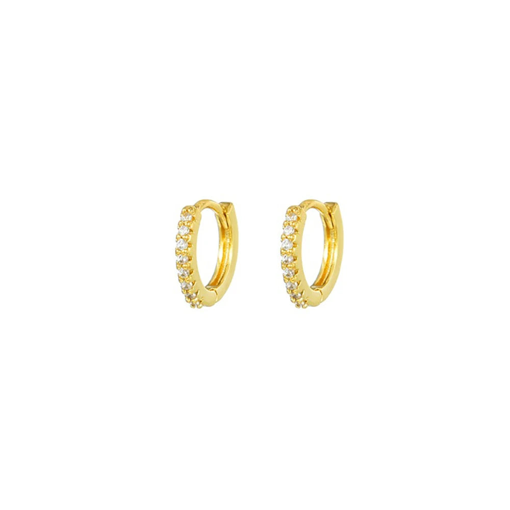 New Stainless Steel Zircon Star Cross Hoop Earring Gold y2k Crown