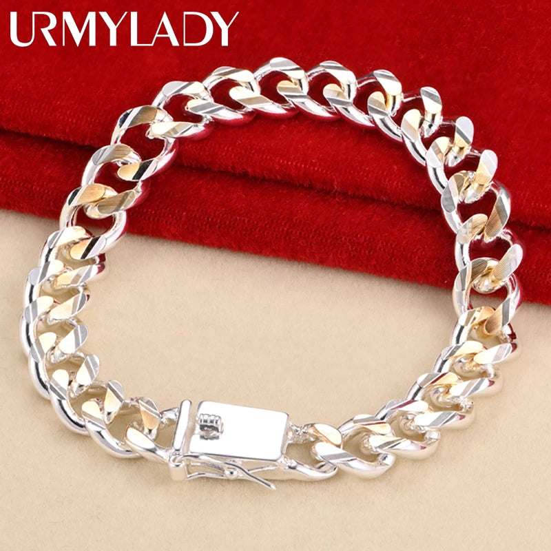 10mm Gold & Silver Chain Bracelet Men Women Noble Wedding Fashion Jewellery
