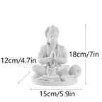 Sandstone White Hanuman Statue Hindu Monkey God Sculpture Yoga Meditation Decor