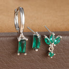 3PCS Vintage Stainless Steel Huggie Ear Piercing Sets Square Hoop