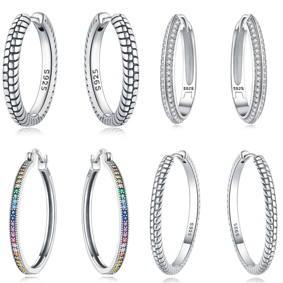 925 Sterling Silver Minimalist Designed Hoop Earrings Fine Birthday Gift