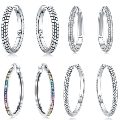 925 Sterling Silver Minimalist Designed Hoop Earrings Fine Birthday Gift