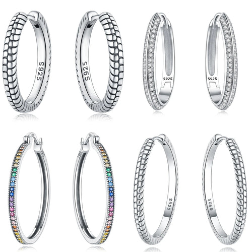 925 Sterling Silver Minimalist Designed Hoop Earrings Fine Birthday Gift