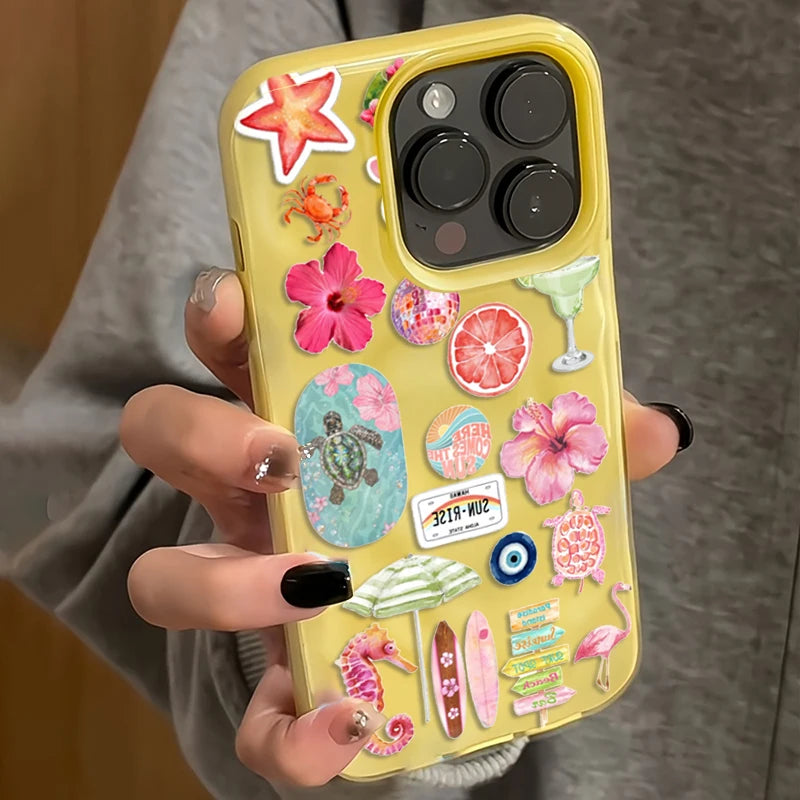 Ocean Flower Seahorse Turtle Case for iPhone 17 16 15 14 13 12 11 Pro Max