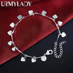 LOVE Heart Card Chain Bracelet 925 Sterling Silver Fashion Christmas Gift