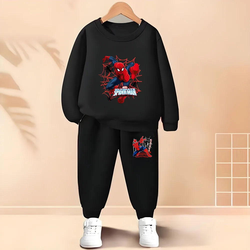 Boys Cartoon Print Pullover and Trousers 2-Piece Thin Casual Tracksuit